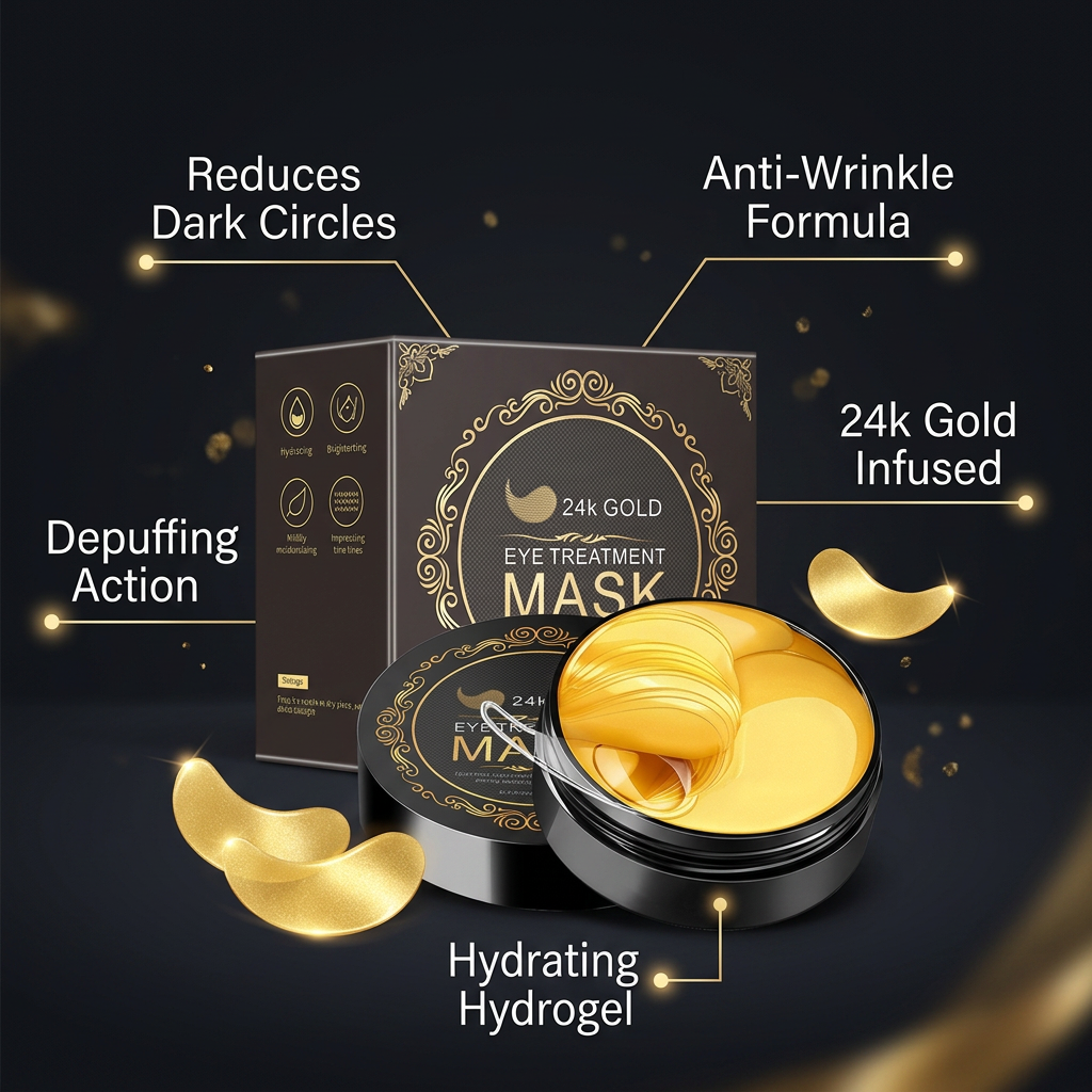 24K Gold Under Eye Patches — Anti-Wrinkle & Depuffing Hydrogel Masks