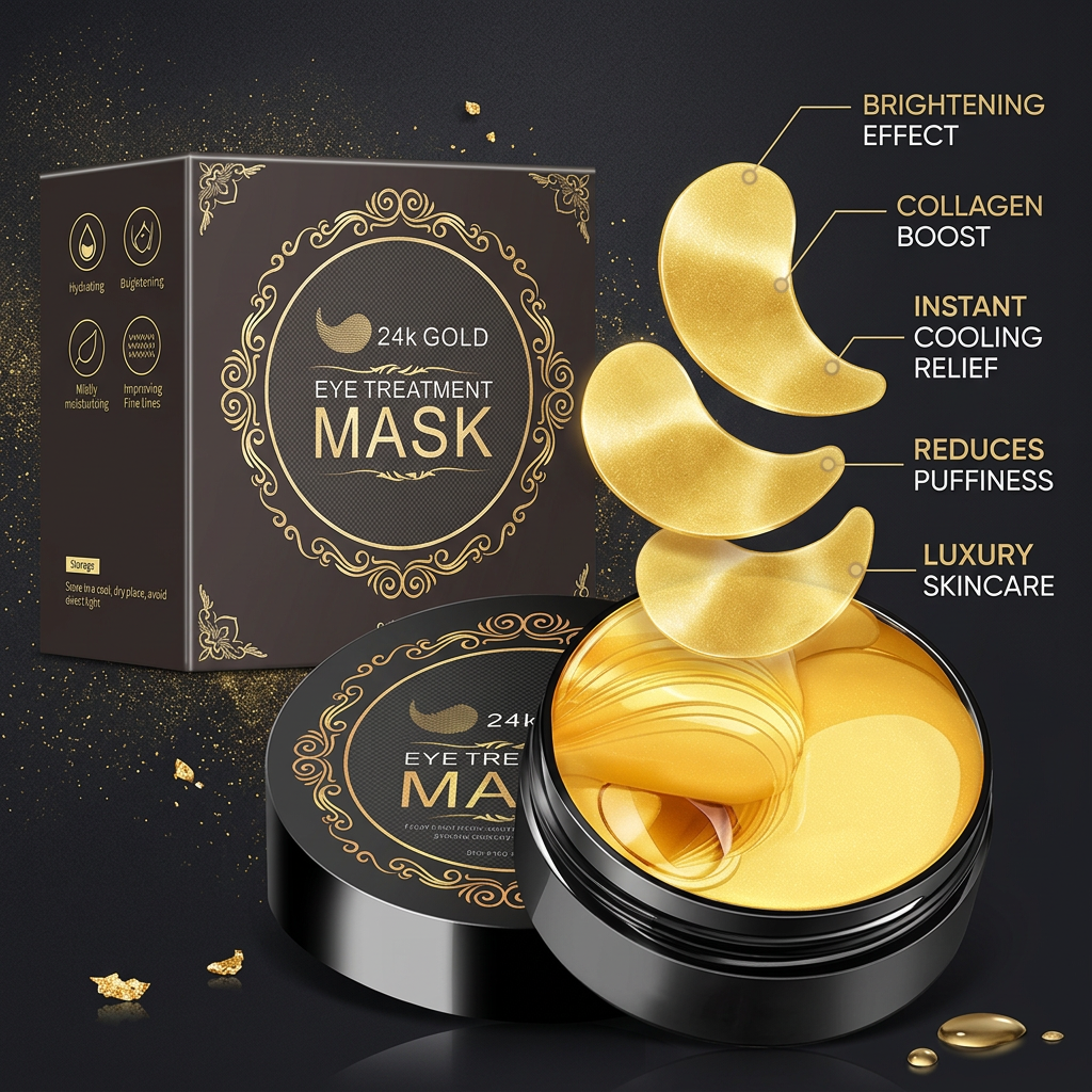 24K Gold Under Eye Patches — Anti-Wrinkle & Depuffing Hydrogel Masks